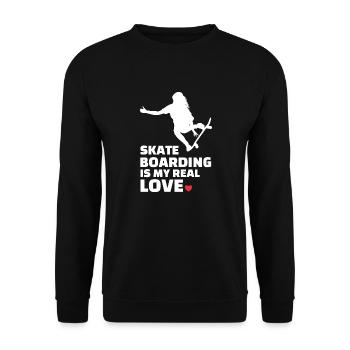 Ich Liebe Skateboarden - Unisex Pullover - Schwarz - Vorne - Alina (178cm) & Michal (187cm)