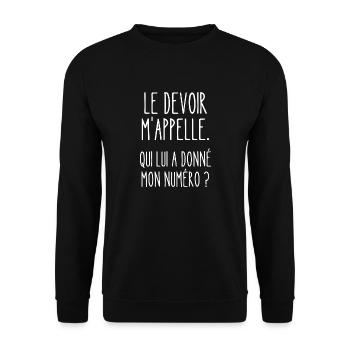 le devoir m'appelle - Sweat-shirt Unisexe - noir - Devant - Alina (178cm) & Michal (187cm)