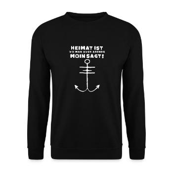 Moin Moin moin hamburg hamburger nordsee heimat - Unisex Pullover - Schwarz - Vorne - Alina (178cm) & Michal (187cm)