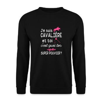 je suis cavalière / cadeau humour cavalière - Sweat-shirt Unisexe - noir - Devant - Alina (178cm) & Michal (187cm)