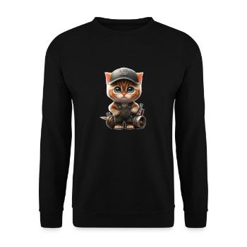 Cat as a mechanic - Unisex Sweatshirt - black - Front - Alina (178cm) & Michal (187cm)