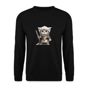 Ritter als Katze - Unisex Pullover - Schwarz - Vorne - Alina (178cm) & Michal (187cm)