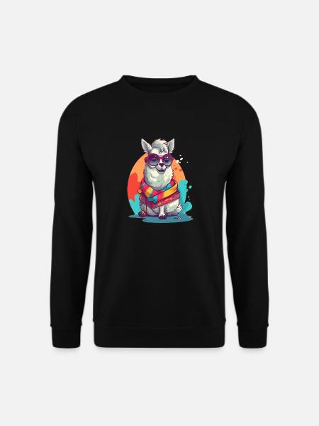 Super Cute Lama Mascot T-Shirt Design - Unisex Sweatshirt - black