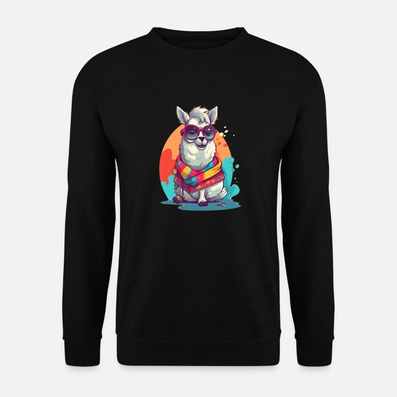 Super Cute Lama Mascot T-Shirt Design - Unisex Pullover - Schwarz