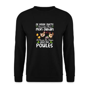Jardin Et Poules Humour Idée Cadeau Jardinage - Sweat-shirt Unisexe - noir - Devant - Alina (178cm) & Michal (187cm)