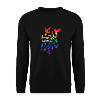 respect and tolerance,vögel,vogelschwarm,LGBT - Unisex Pullover - Schwarz - Vorne - Alina (178cm) & Michal (187cm)