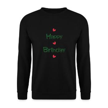ALLES GUTE ZUM GEBURTSTAG!. ALLES GUTE ZUM GEBURTSTAG!. JAHRESTAG. - Unisex Pullover - Schwarz - Vorne - Alina (178cm) & Michal (187cm)