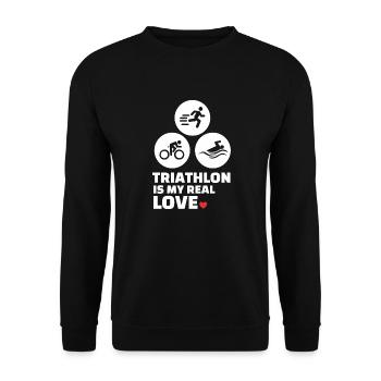 Ich Liebe Triathlon - Unisex Pullover - Schwarz - Vorne - Alina (178cm) & Michal (187cm)