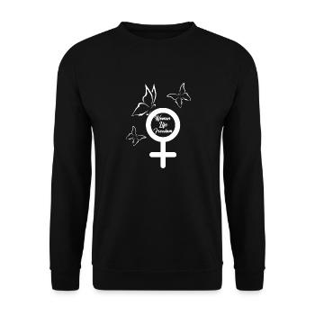 Femme Vie Liberté, Papillons,Iran,Drapeau - Sweat-shirt Unisexe - noir - Devant - Alina (178cm) & Michal (187cm)