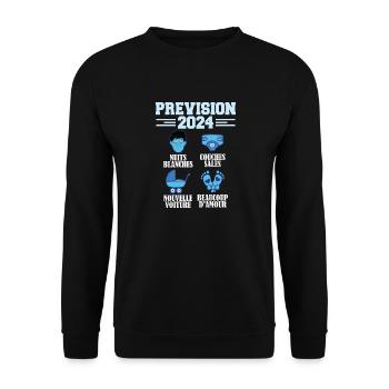 Annonce Grossesse 2024 Prévision pour 2024 Annonce - Sweat-shirt Unisexe - noir - Devant - Alina (178cm) & Michal (187cm)