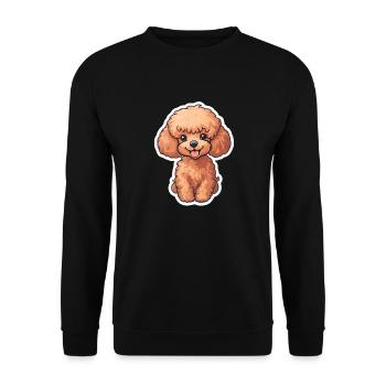 Süßer Baby Pudel Hund Sticker - Unisex Pullover - Schwarz - Vorne - Alina (178cm) & Michal (187cm)