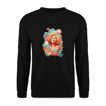 Retro Elegance: Vintage Lady - Unisex Sweatshirt - black - Front - Alina (178cm) & Michal (187cm)