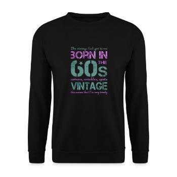 60er Sechziger 60s - Unisex Pullover - Schwarz - Vorne - Alina (178cm) & Michal (187cm)