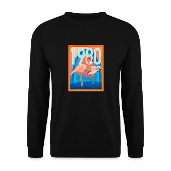 1980 Flamingo - Unisex Pullover - Schwarz - Vorne - Alina (178cm) & Michal (187cm)