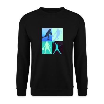 Basket-ball,Sports,Graffiti,Peinture,Joueur de basket-ball - Sweat-shirt Unisexe - noir - Devant - Alina (178cm) & Michal (187cm)