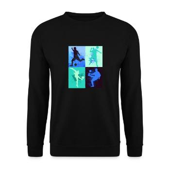Soccer ,Joueur de soccer, Football,Graffiti,Bleu,Vert - Sweat-shirt Unisexe - noir - Devant - Alina (178cm) & Michal (187cm)