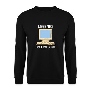 Les légendes naissent en 1971 Funny Birthday. - Sweat-shirt Unisexe - noir - Devant - Alina (178cm) & Michal (187cm)
