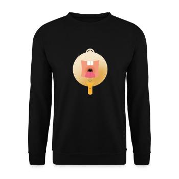 Lustiges Gesicht - Unisex Pullover - Schwarz - Vorne - Alina (178cm) & Michal (187cm)