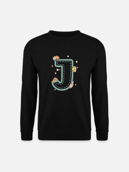 Buchstabe j Fahrzeug - personalisiertes Kindergeschenk - Unisex Pullover - Schwarz