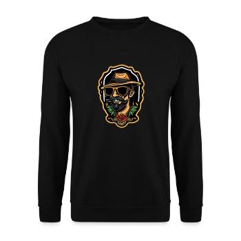 Coole Hipster Bayern Bub im Retro Sticker Look - Unisex Pullover - Schwarz - Vorne - Alina (178cm) & Michal (187cm)