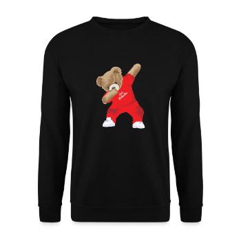 Dabbing Teddy - Unisex Pullover - Schwarz - Vorne - Alina (178cm) & Michal (187cm)