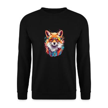Cool Colourful Fox in Glasses - Unisex Sweatshirt - black - Front - Alina (178cm) & Michal (187cm)