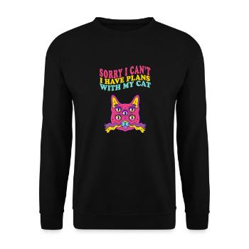 Désolé, je ne peux pas, j’ai des projets avec ma fête Cat Katze - Sweat-shirt Unisexe - noir - Devant - Alina (178cm) & Michal (187cm)