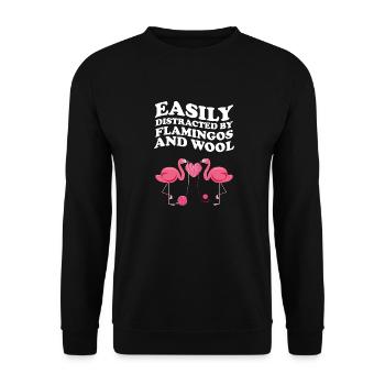 Easily Distracted By Flamingos And Wool Flamingo - Unisex Pullover - Schwarz - Vorne - Alina (178cm) & Michal (187cm)