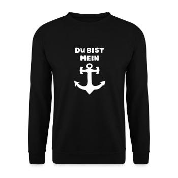 Liebe Anker Heimat Verbundenheit - Unisex Pullover - Schwarz - Vorne - Alina (178cm) & Michal (187cm)