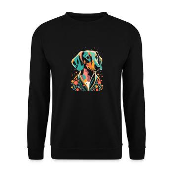 Dackel Minimalistisch elegant - Unisex Pullover - Schwarz - Vorne - Alina (178cm) & Michal (187cm)