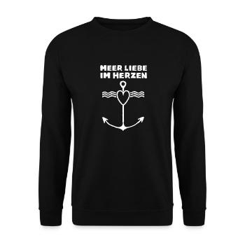 Meerliebe Unisex hoodie Premium T-Shirt Meer - Unisex Pullover - Schwarz - Vorne - Alina (178cm) & Michal (187cm)