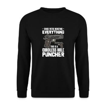 Since Redefing Everything This Is A Cordless Hole - Unisex Sweatshirt - black - Front - Alina (178cm) & Michal (187cm)