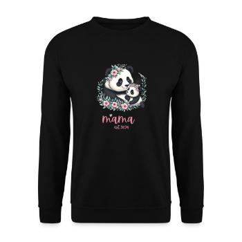 Mama est 2024 I Panda Bear Mum I First Time Mom - Unisex Sweatshirt - black - Front - Alina (178cm) & Michal (187cm)