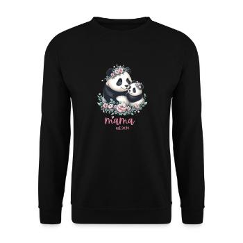 Mama est 2024 I Panda Bear Mum I First Time Mom - Unisex Pullover - Schwarz - Vorne - Alina (178cm) & Michal (187cm)