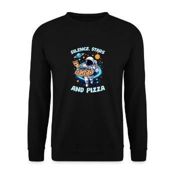 Silence Stars & Pizza - Unisex Sweatshirt - black - Front - Alina (178cm) & Michal (187cm)