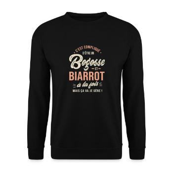 Biarrot Bogosse Cadeau Humour Biarritz 64 - Sweat-shirt Unisexe - noir - Devant - Alina (178cm) & Michal (187cm)