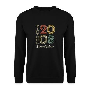 2008 Geburtstag Geboren im Jahr 2008 Vintage Retro. Editio - Unisex Pullover - Schwarz - Vorne - Alina (178cm) & Michal (187cm)