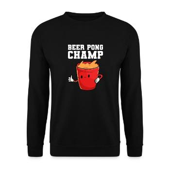 Beerpong Beer Pong Beer Pong Champion - Unisex Sweatshirt - black - Front - Alina (178cm) & Michal (187cm)