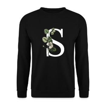 lettre S botanique vert - Sweat-shirt Unisexe - noir - Devant - Alina (178cm) & Michal (187cm)