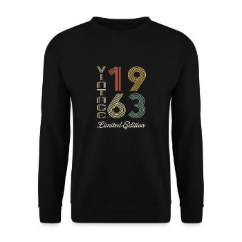 1963 Anniversaire Né en 1963 vintage Rétro. Editio - Sweat-shirt Unisexe - noir - Devant - Alina (178cm) & Michal (187cm)
