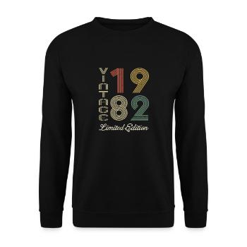 1982 Anniversaire Né en 1982 vintage Rétro. Editio - Sweat-shirt Unisexe - noir - Devant - Alina (178cm) & Michal (187cm)