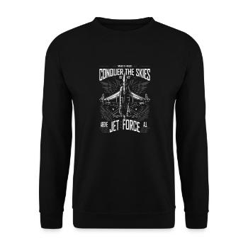 Conquérir le ciel F16 Jet Vintage Vol militaire - Sweat-shirt Unisexe - noir - Devant - Alina (178cm) & Michal (187cm)