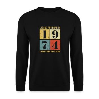 Original Calendar 1974 Vintage Birthday Rec - Unisex Sweatshirt - black - Front - Alina (178cm) & Michal (187cm)