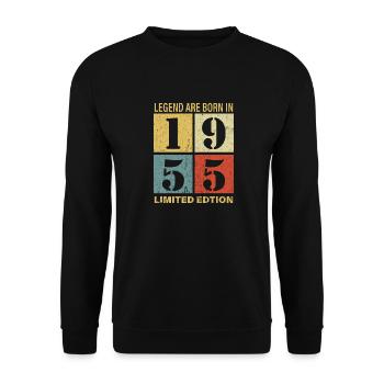 Original Calendar 1955 Vintage Birthday Rec - Unisex Sweatshirt - black - Front - Alina (178cm) & Michal (187cm)