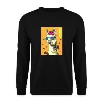 COOLLLAMAorange 01 - Sweat-shirt Unisexe - noir - Devant - Alina (178cm) & Michal (187cm)