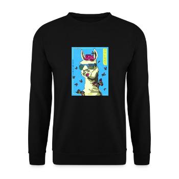 COOLLLAMAblue 01 - Sweat-shirt Unisexe - noir - Devant - Alina (178cm) & Michal (187cm)