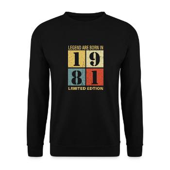 Original Calendrier 1981 Vintage anniversaire rétr - Sweat-shirt Unisexe - noir - Devant - Alina (178cm) & Michal (187cm)