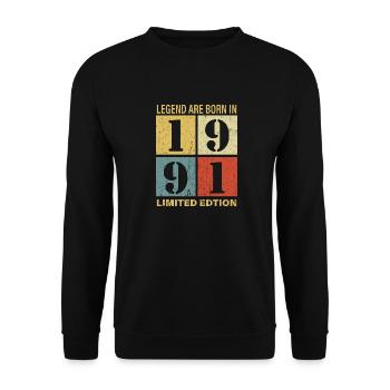 Original Calendrier 1991 Vintage anniversaire rétr - Sweat-shirt Unisexe - noir - Devant - Alina (178cm) & Michal (187cm)