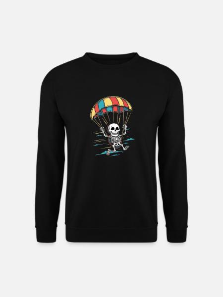 Aviation Schädel mit Regenschirm - Unisex Pullover - Schwarz