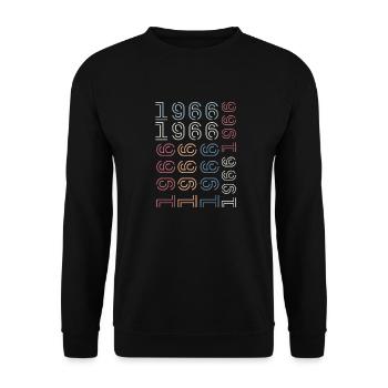 Jahrgang 1966 Geburtstagsgeschenk 1966 Retro 1966 - Unisex Pullover - Schwarz - Vorne - Alina (178cm) & Michal (187cm)